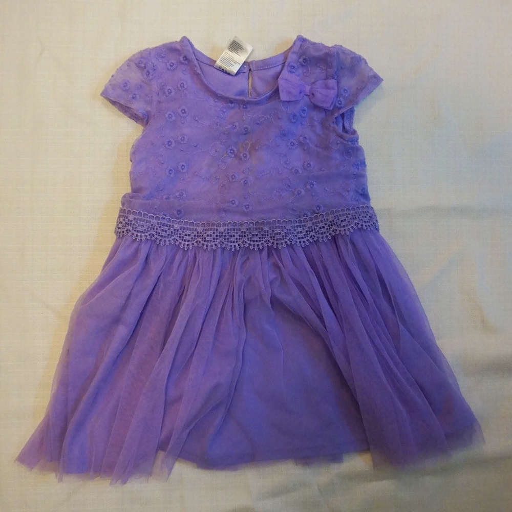 Purple Short Sleeve Dress with lace overlay
